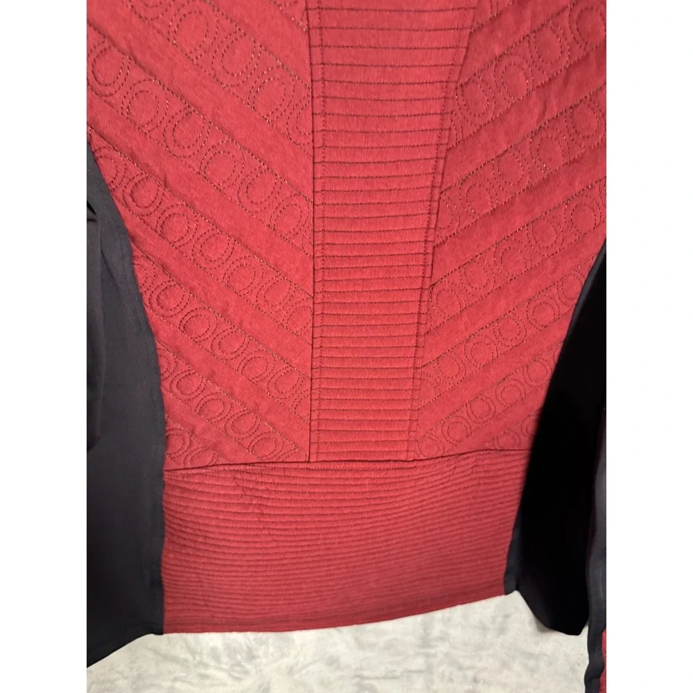 Kerrits‎ Womens Red Black Quilted Horseshoe Equestrian Full Zip Jacket  Large